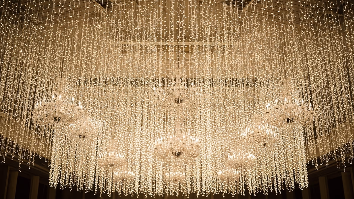 Cascadas LED efecto lluvia de luz en boda