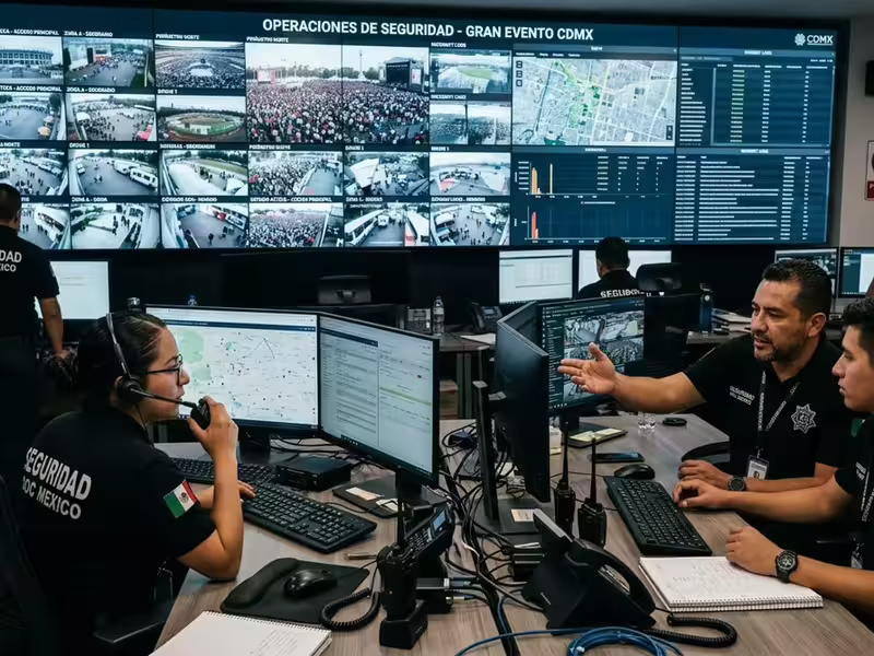 Puesto de mando con monitoreo durante un evento